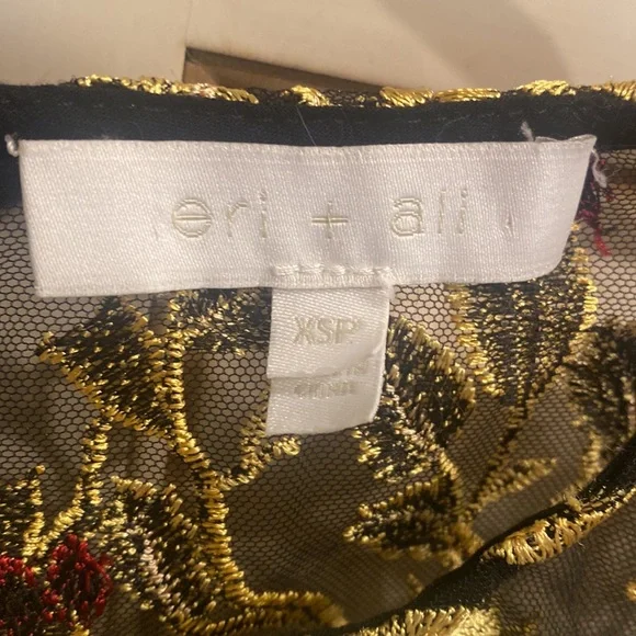 Anthropologie Eri + Ali Black Lace Tunic Dress with Floral Embroidery XSP - Picture 3 of 12